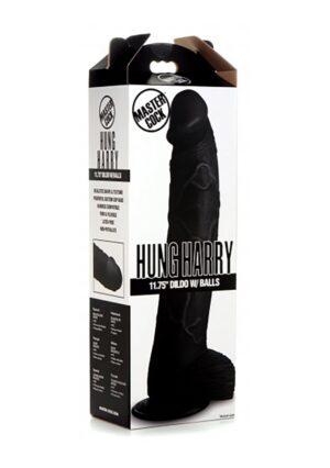 Hung Harry 11.75" Dildo with Balls - Black - Afbeelding 2