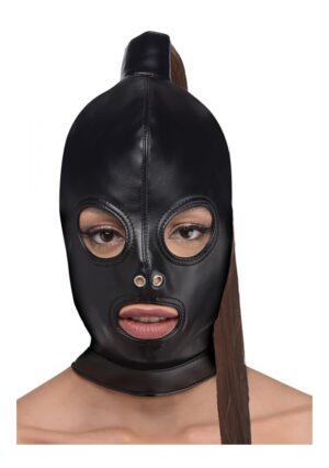 Ponytail Bondage Hood - Black - Afbeelding 1