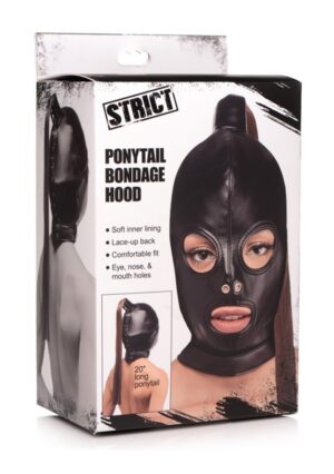 Ponytail Bondage Hood - Black - Afbeelding 2