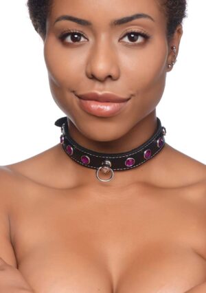 Royal Vixen Leather Collar with Rhinestones - Afbeelding 4
