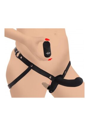 28X Double Diva 1.5" Double Dildo w/ Harness and R/C - Black - Afbeelding 3