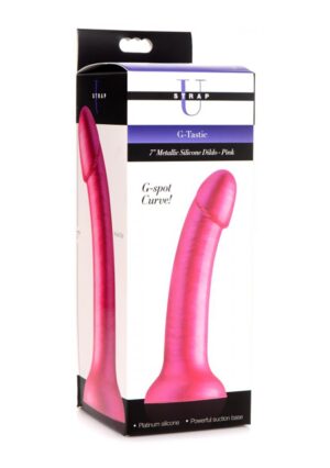 G-Tastic 17.8cm / 7 inch Metallic Silicone Dildo - Pink - Afbeelding 2