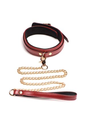 6 Piece Burgundy Bondage Set Burgundy Cuffs. Collar. and Leash - Afbeelding 4