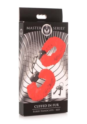 Cuffed in Fur Furry Handcuffs Red - Afbeelding 2