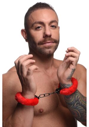 Cuffed in Fur Furry Handcuffs Red - Afbeelding 3