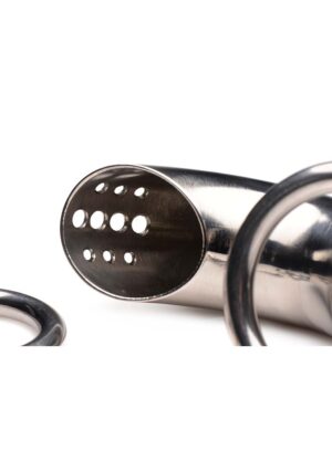 Locking Stainless Steel Chastity Cage w/ 3 Rings - Afbeelding 4