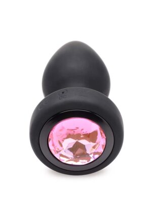 28X Silicone Vibrating Pink Gem Anal Plug with Remote - Small - Afbeelding 2