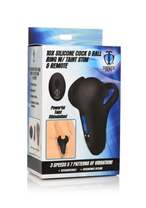 10X Silicone Cock and Ball Ring + Taint Stim - Black - Afbeelding 2