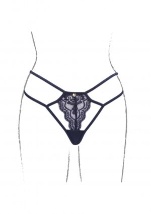 Faye - Lace Thong Sliders Golden Details - Black - OS - Afbeelding 9