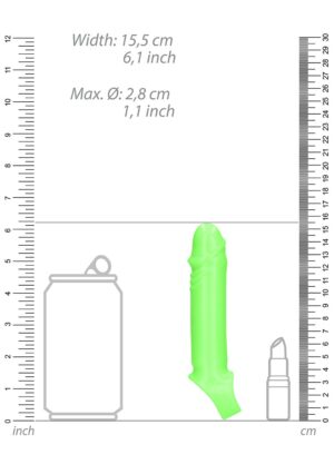 Smooth Stretchy Penis Sleeve - Glow in the Dark - Neon Green - Afbeelding 6