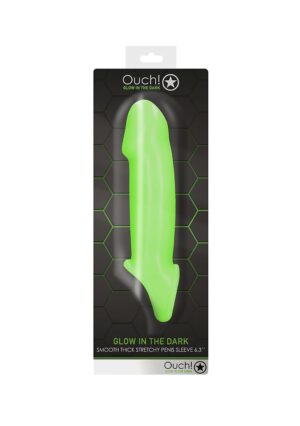 Smooth Thick Stretchy Penis Sleeve - GitD - Neon Green - Afbeelding 2