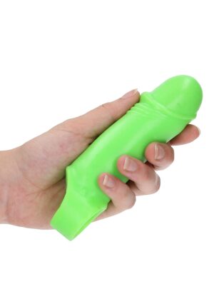 Smooth Thick Stretchy Penis Sleeve - GitD - Neon Green - Afbeelding 5