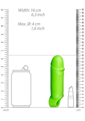 Smooth Thick Stretchy Penis Sleeve - GitD - Neon Green - Afbeelding 6