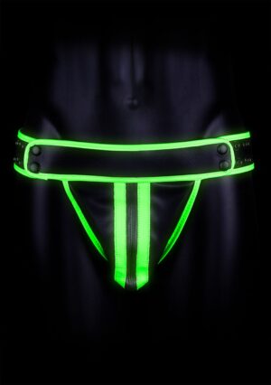Striped Jock Strap - GitD - Neon Green/Black - S/M - Afbeelding 1