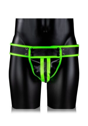 Striped Jock Strap - GitD - Neon Green/Black - S/M - Afbeelding 5