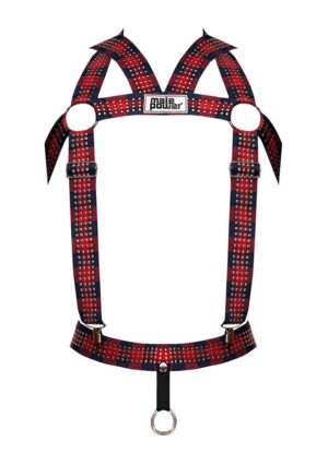 Elastic Studded Harness - Red - OS - Afbeelding 3