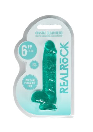 6" / 15 cm Realistic Dildo with Balls - turquoise - Afbeelding 2