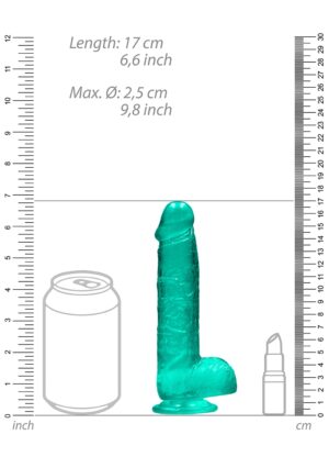 6" / 15 cm Realistic Dildo with Balls - turquoise - Afbeelding 3