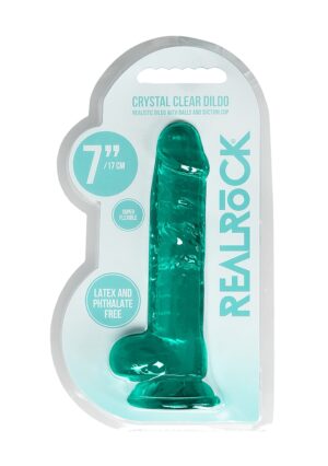 7" / 17 cm Realistic Dildo with Balls - turquoise - Afbeelding 2