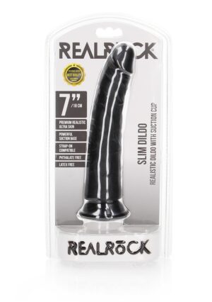 Dildo without Balls with Suction Cup - 7''/ 18 cm - black - Afbeelding 2
