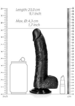 Dildo with Balls and Suction Cup - 8''/ 20.5 cm - black - Afbeelding 3
