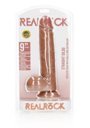Dildo with Balls and Suction Cup - 9''/ 23 cm - tan - Afbeelding 2