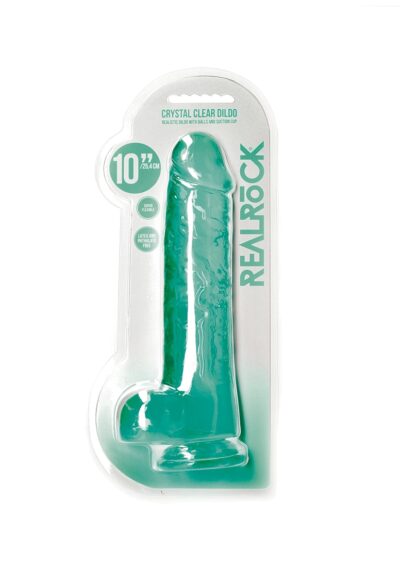 10" / 25.4 cm Realistic Dildo With Balls - Turquoise - Afbeelding 2