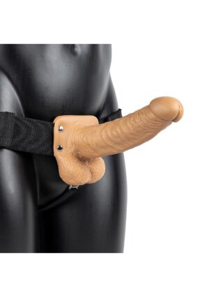 Vibrating Hollow Strap-on with Balls - 7'' / 18 cm - Tan - Afbeelding 3