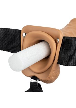 Vibrating Hollow Strap-on with Balls - 7'' / 18 cm - Tan - Afbeelding 5
