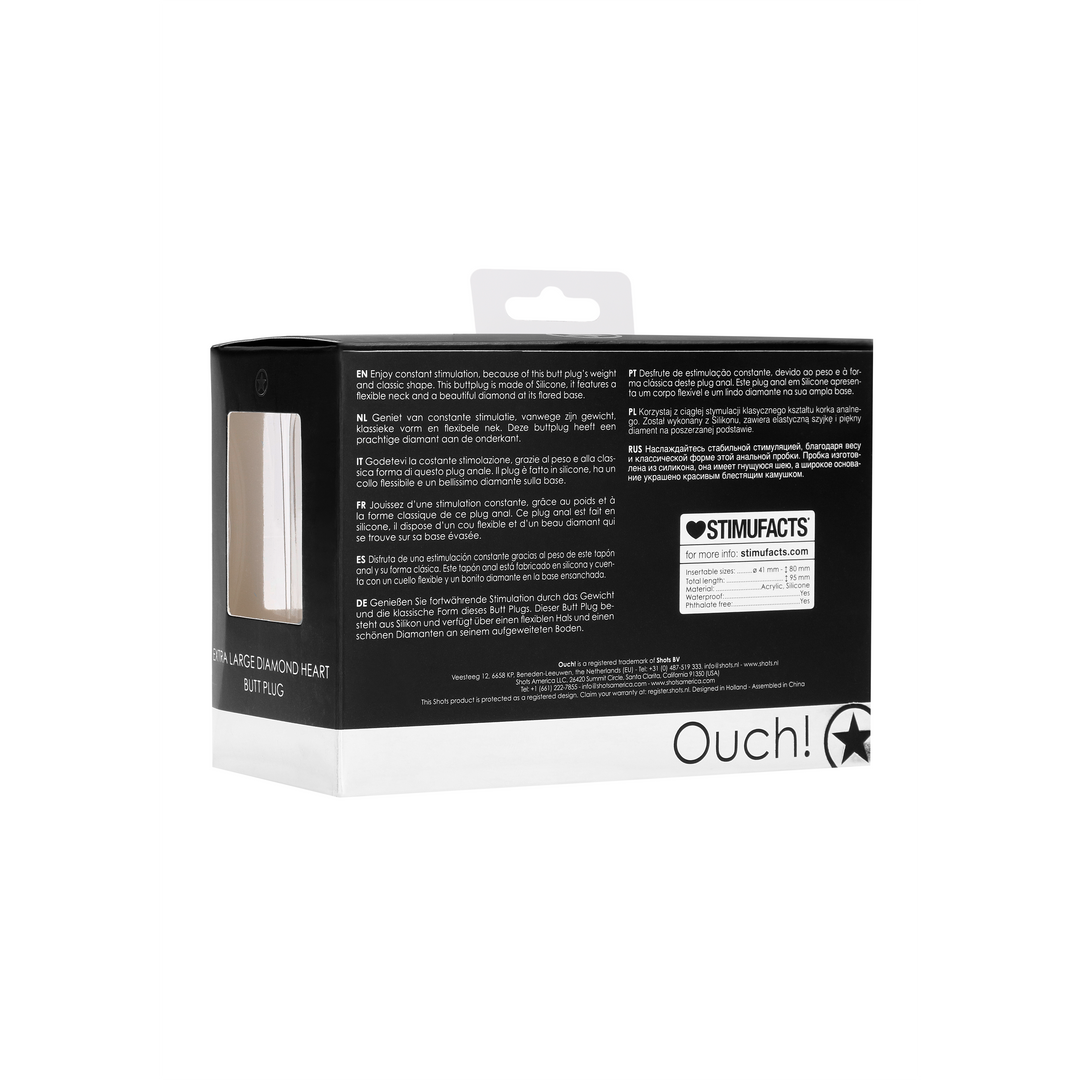 Diamond Heart Butt Plug - Extra Large - Black