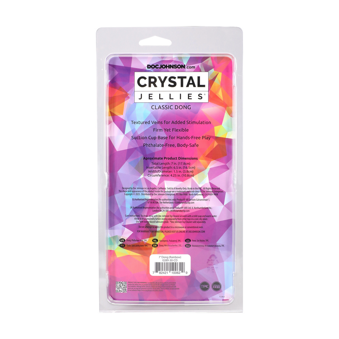 Crystal Jellies  - Classic Dong - 7 / 17,8 cm - Regenboog