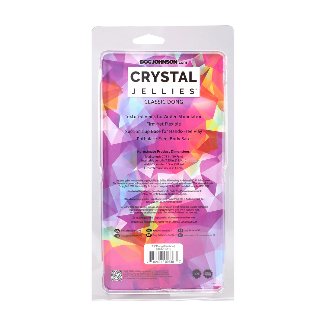 Crystal Jellies  - Classic Dong - 7,5 / 19,7 cm - Regenboog