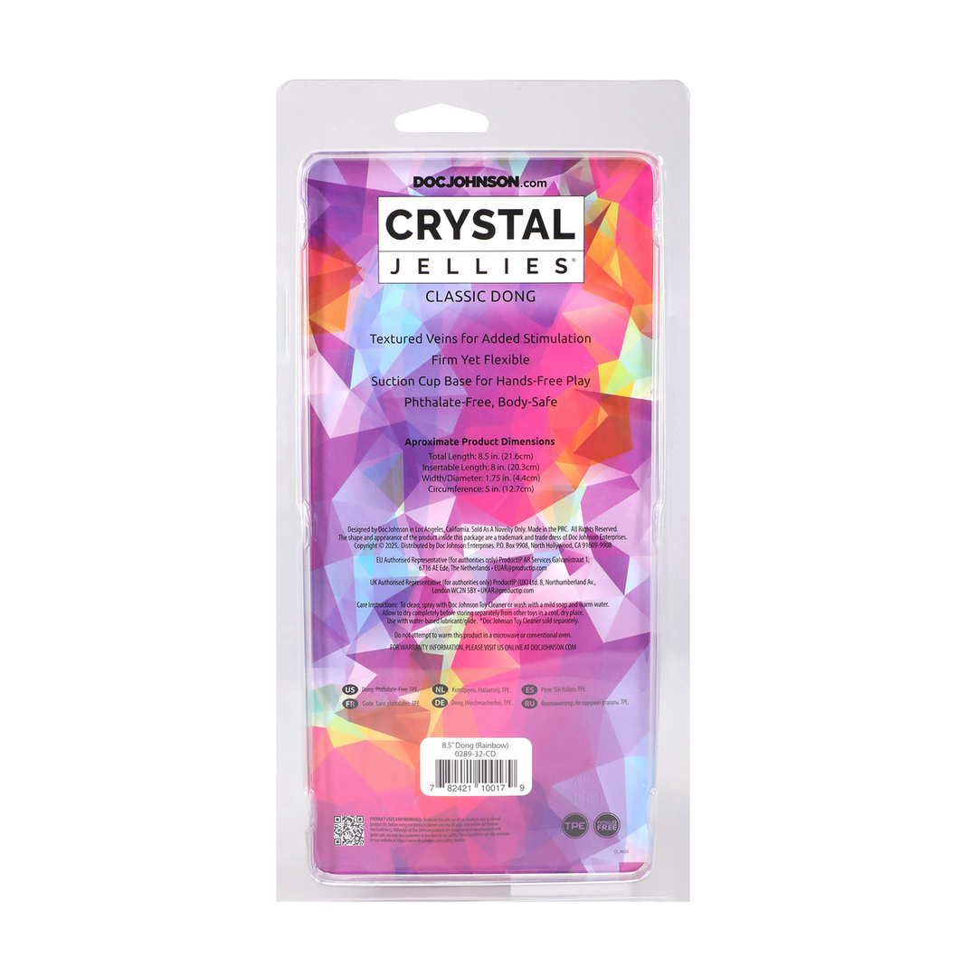 Crystal Jellies  - Classic Dong - 8,5 / 21,6 cm - Regenboog