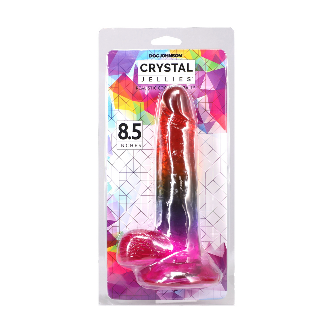 Crystal Jellies  - Realistische Cock met Ballen - 8,5 / 21,6 cm - Regenboog