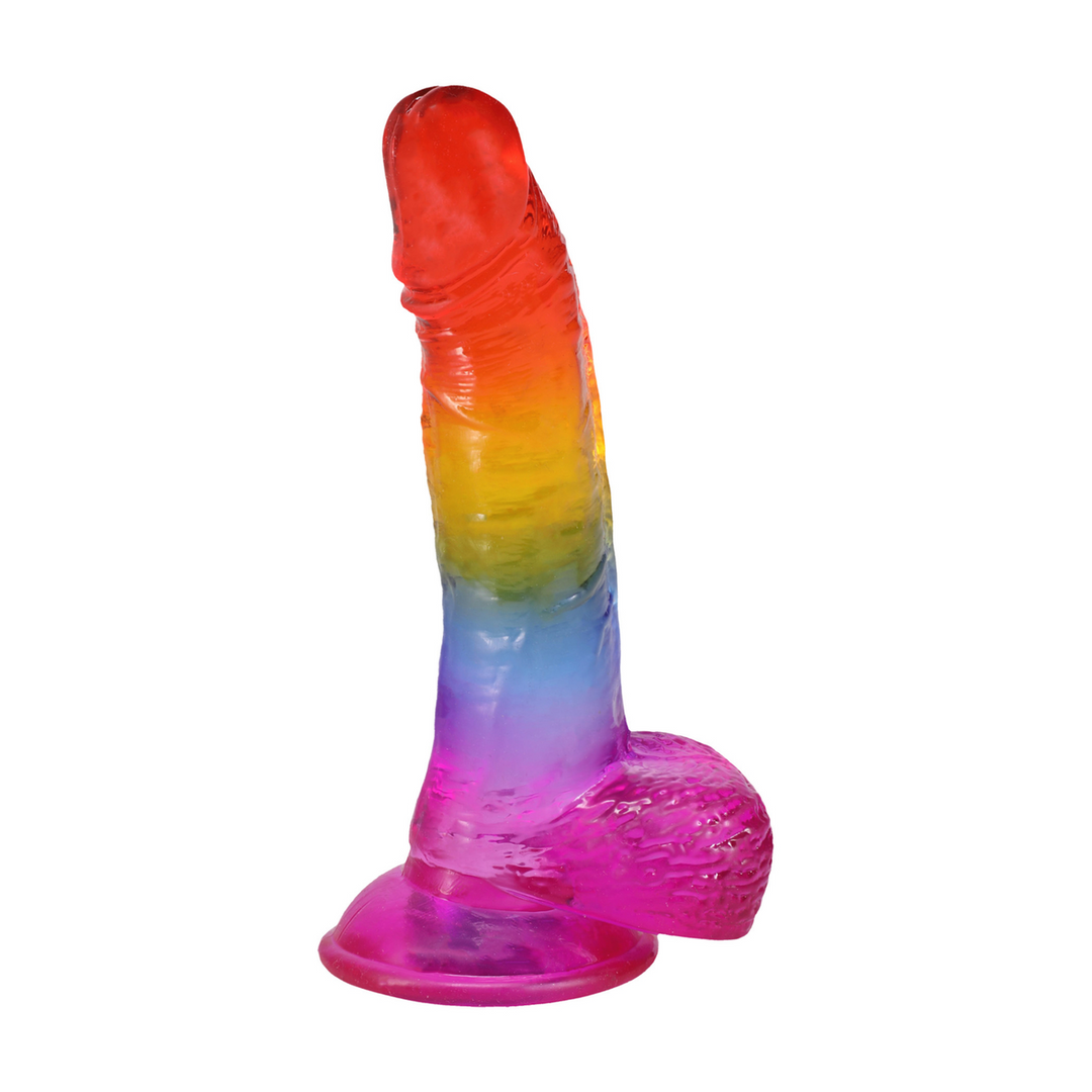 Crystal Jellies  - Realistische Cock met Ballen - 8,5 / 21,6 cm - Regenboog