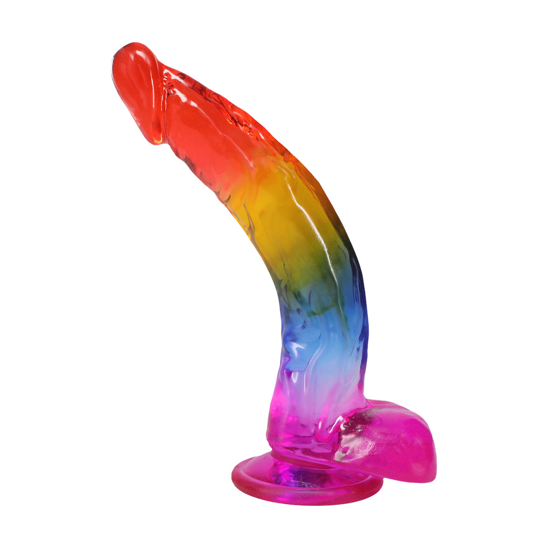 Crystal Jellies  - Realistische Cock met Ballen - 9,5 / 24,1 cm - Regenboog