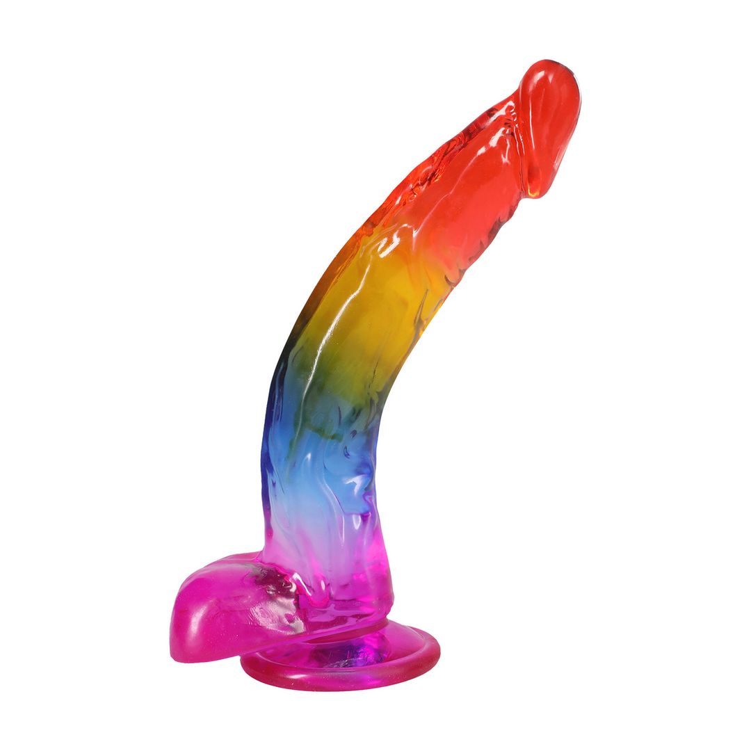 Crystal Jellies  - Realistische Cock met Ballen - 9,5 / 24,1 cm - Regenboog