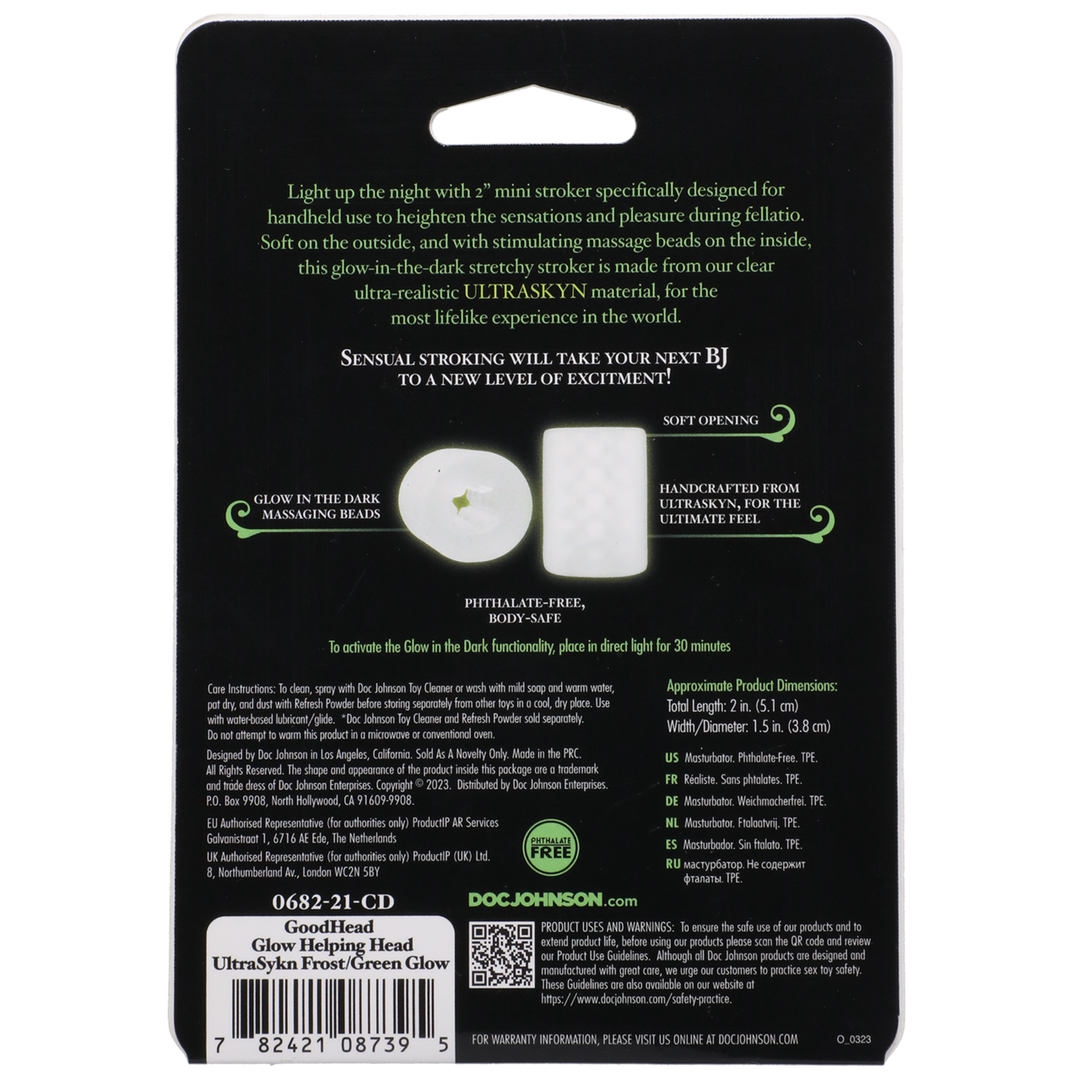 Goodhead  - Glow Helping Head - Masturbator Sleeve - Frost / Groen Gloed