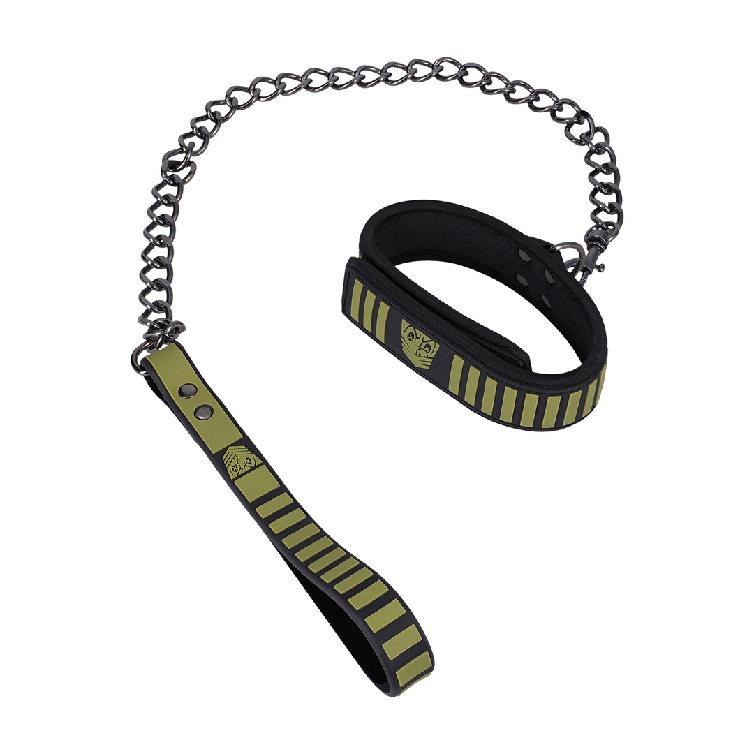 Fort Troff  - Tactische Halsband en Leash - Zwart/Groen
