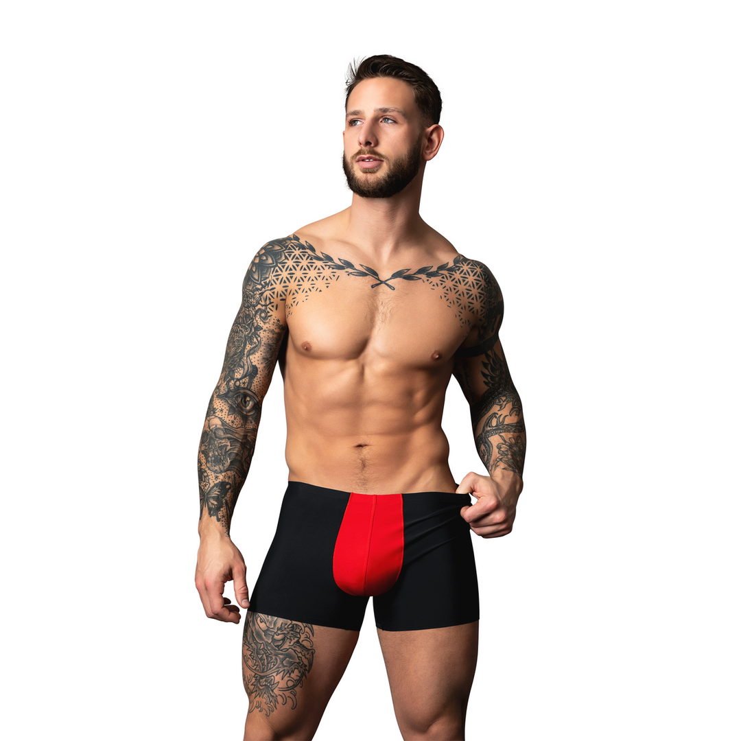 Hot Mesh - Pouch Short - M - Zwart/Rood
