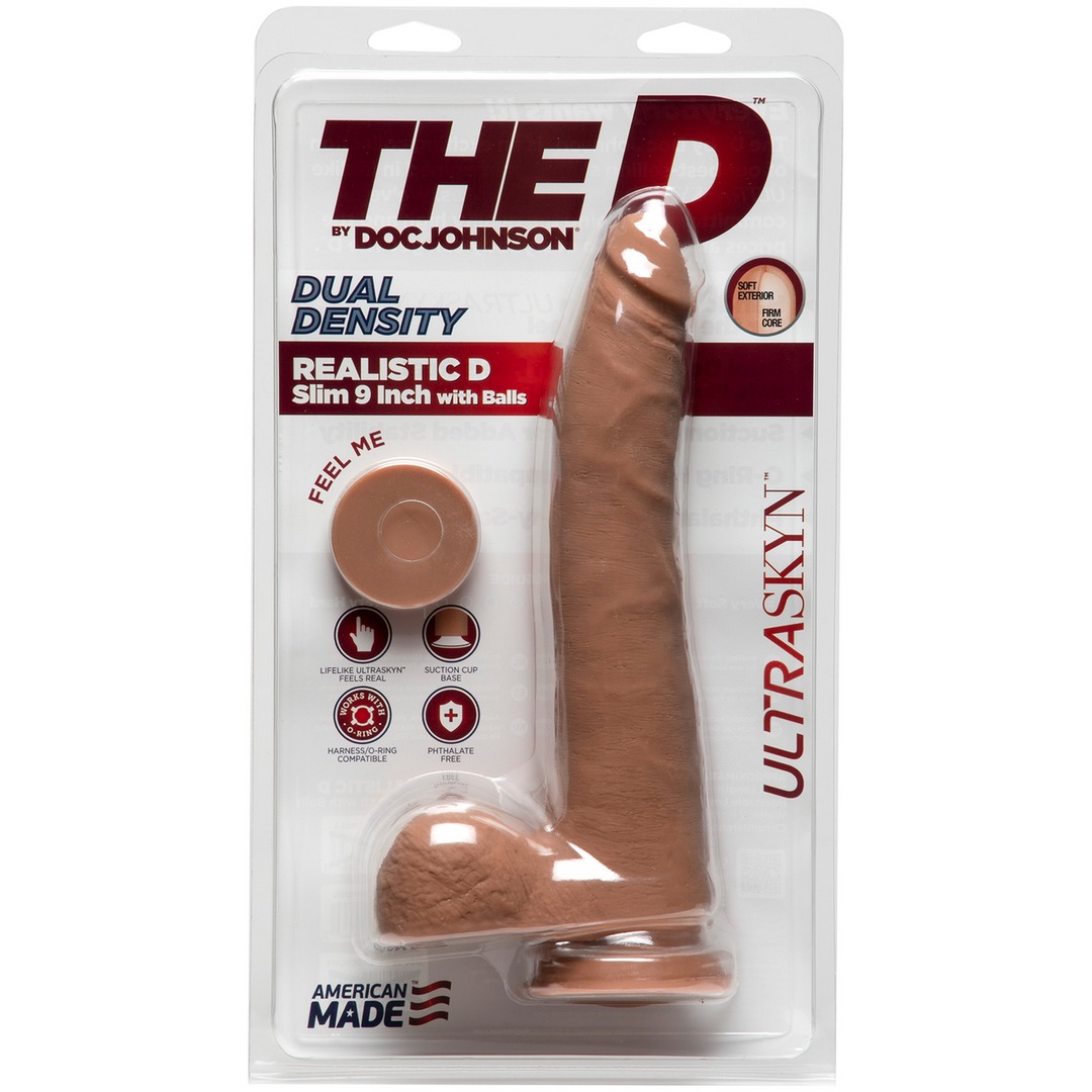 The D  - D Slim - Realistisch ULTRASKYN Dildo met Ballen - 2 Stukken
