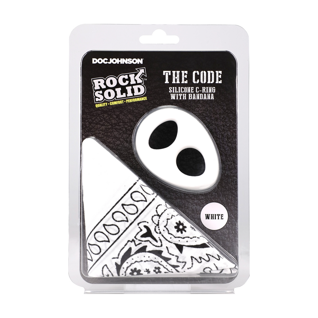 Rock Solid  - The Code - Siliconen Cockring met Bandana - Wit