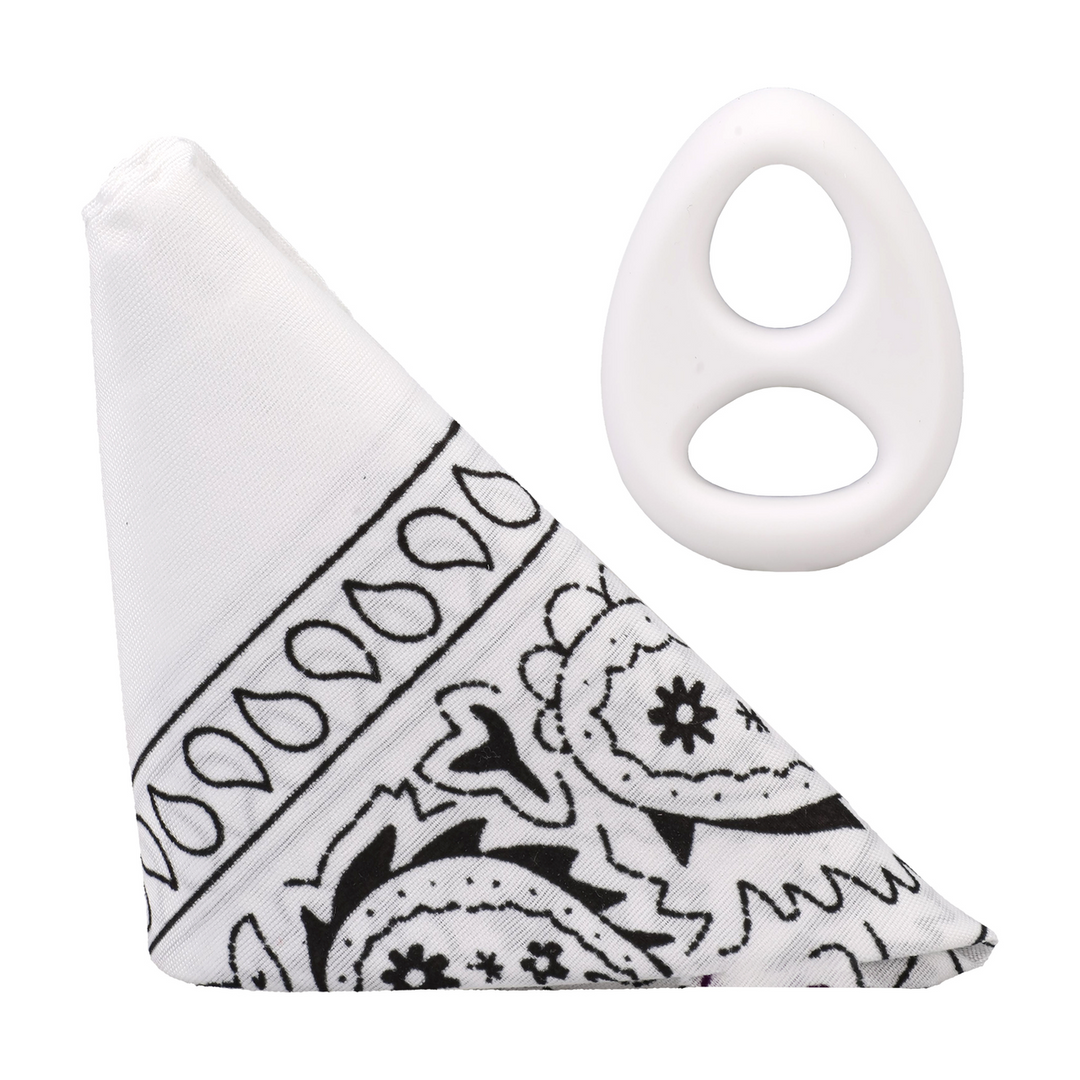 Rock Solid  - The Code - Siliconen Cockring met Bandana - Wit