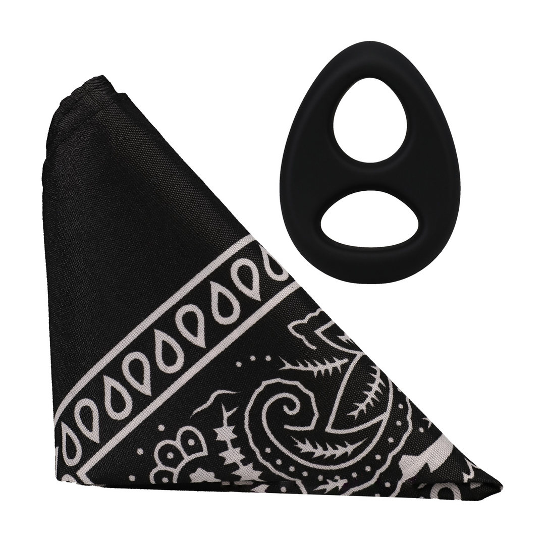 Rock Solid  - The Code - Siliconen Cockring met Bandana - Zwart