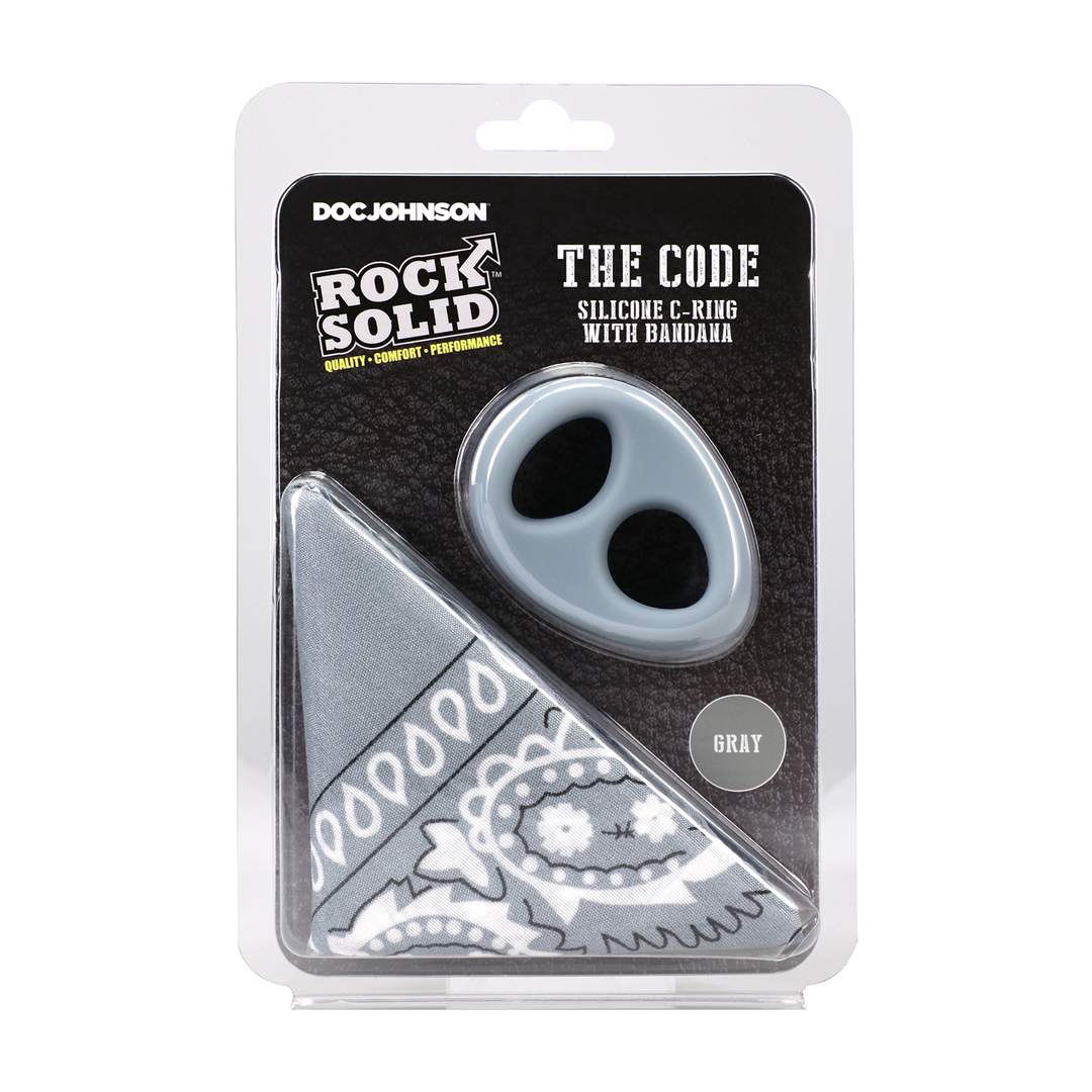 Rock Solid  - The Code - Siliconen Cockring met Bandana - Grijs