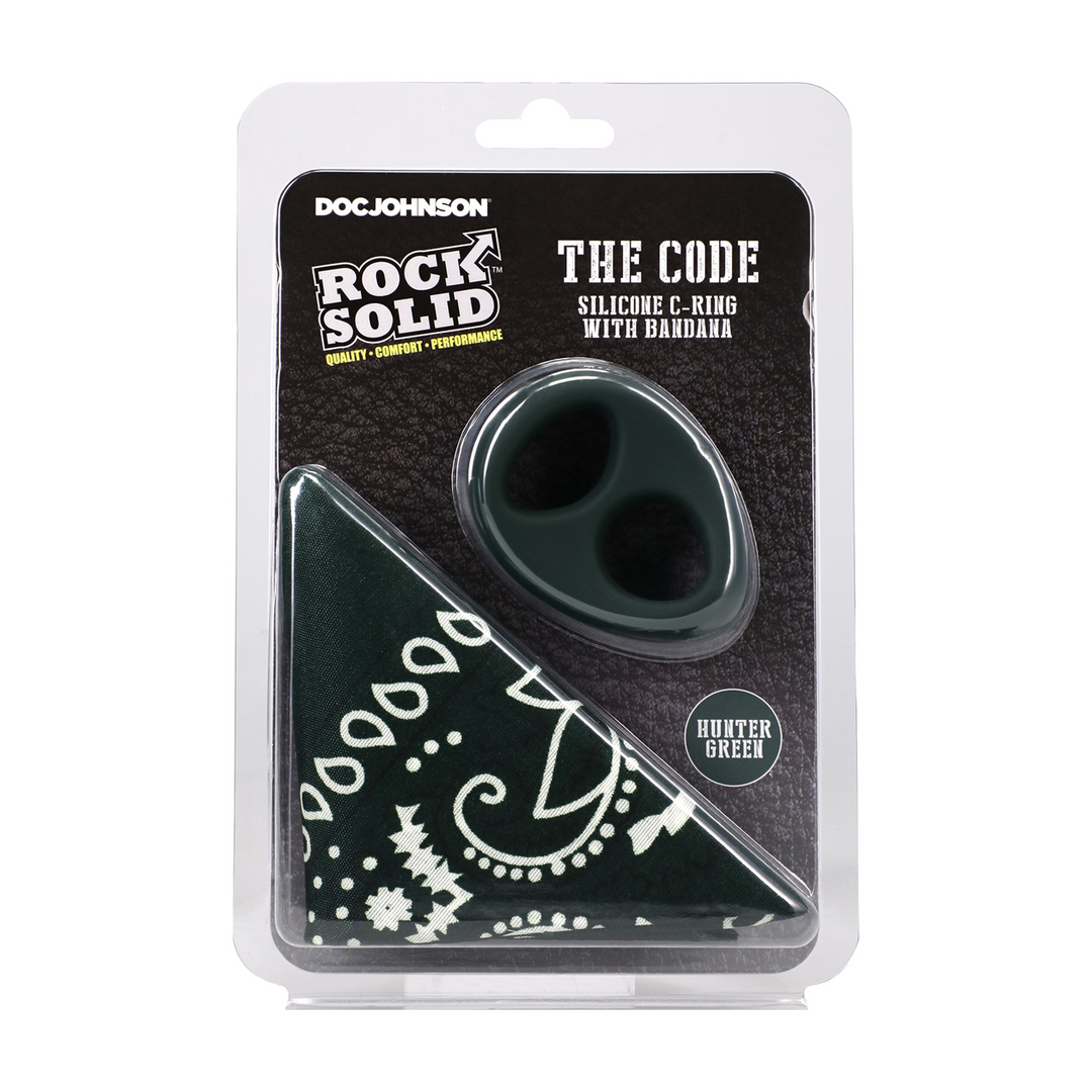 Rock Solid  - The Code - Siliconen Cockring met Bandana - Hunter Green