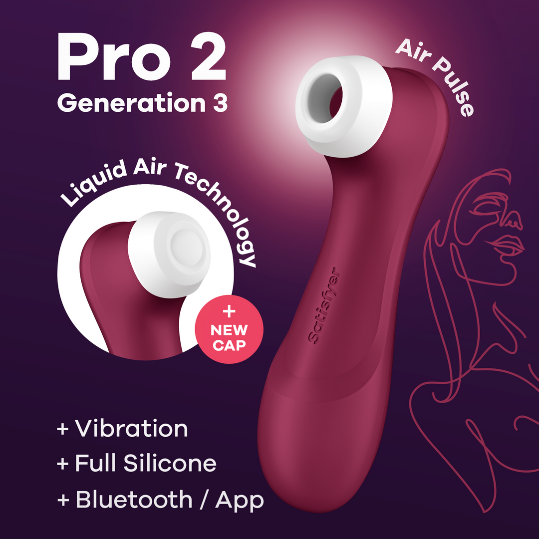 Satisfyer - Pro 2 Generatie 3 - Double Air Pulse Vibrator - Liquid Air en Connect App - Wijnrood