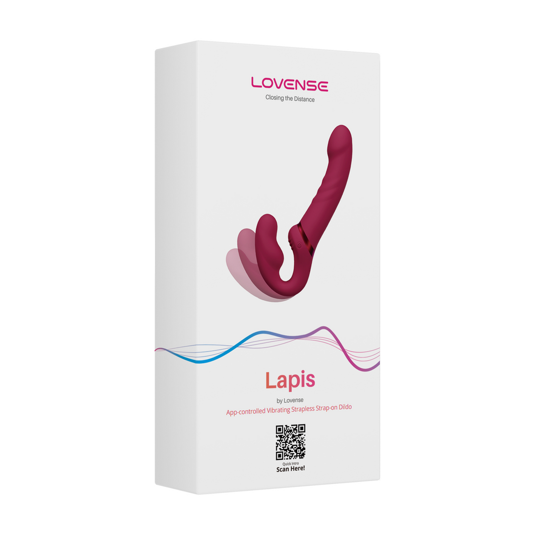 Lapis - App-gestuurde Dubbel Eind Vibrerende Strapless Strap-on - Rood
