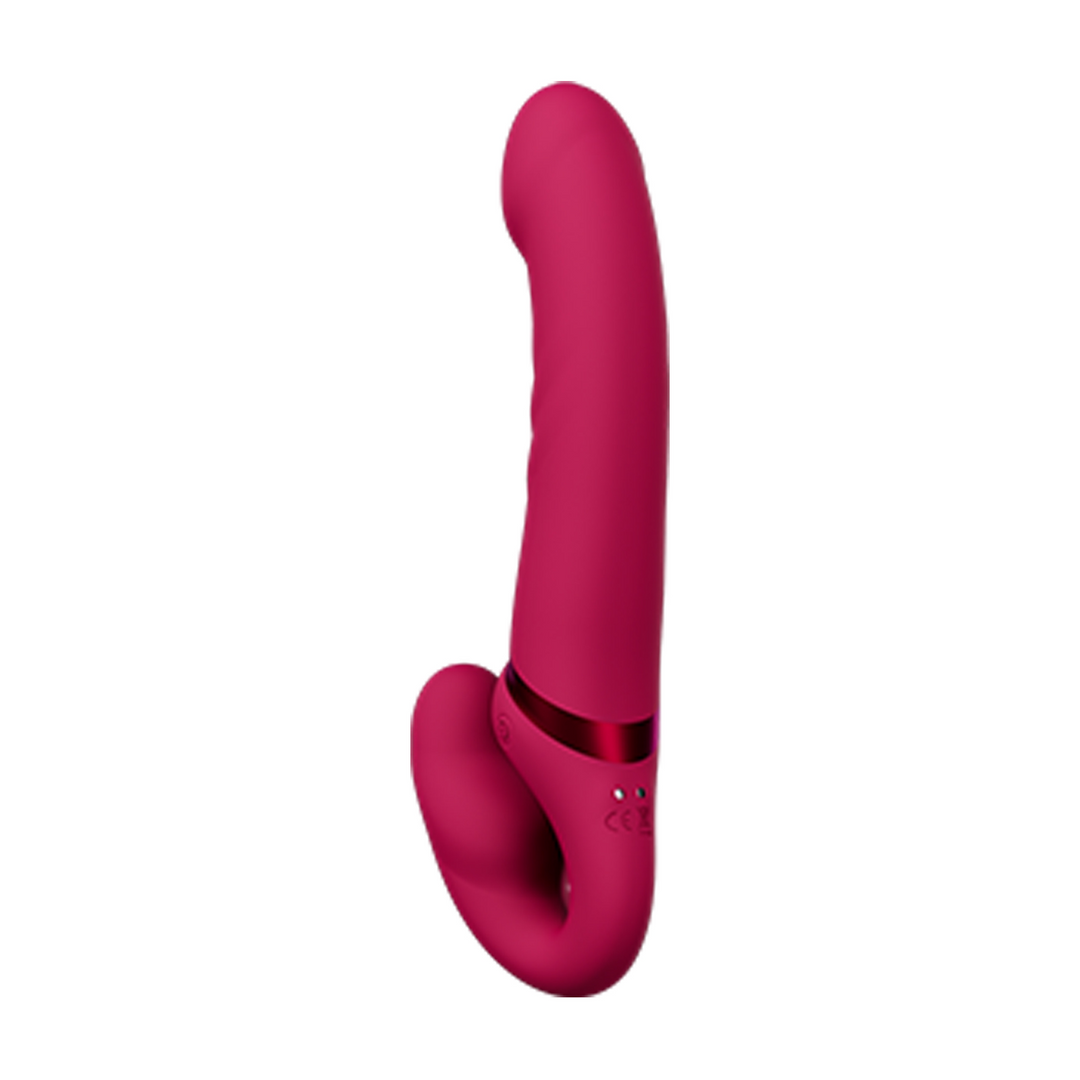 Lapis - App-gestuurde Dubbel Eind Vibrerende Strapless Strap-on - Rood