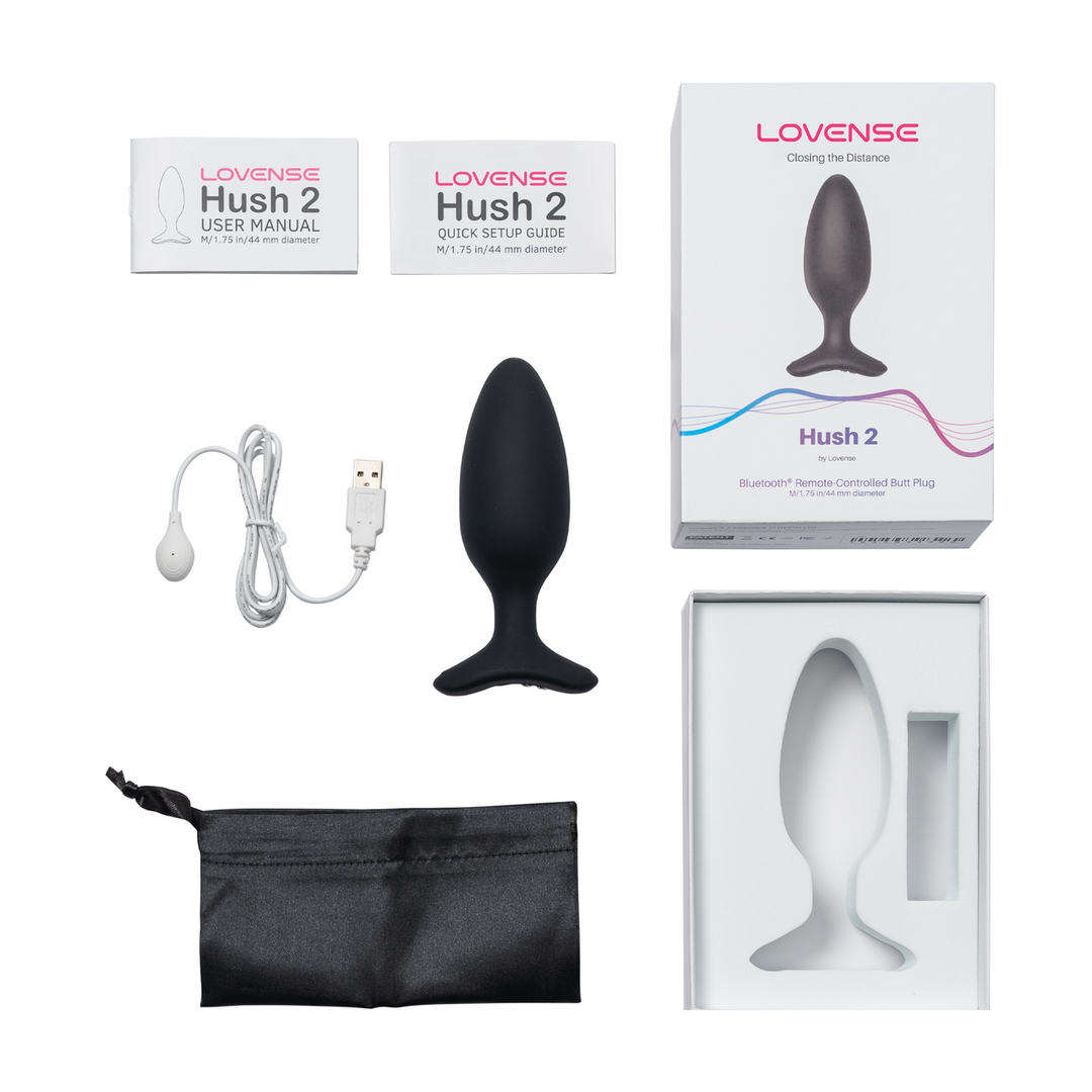 Hush 2 - App-bestuurde Vibrerende Buttplug - 1,75 / 4,4 cm - Zwart